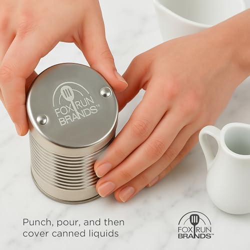 Fox Run Vintage Can Punch Opener, Stainless Steel Can Punch and Saver Lid for 3" Wide Cans