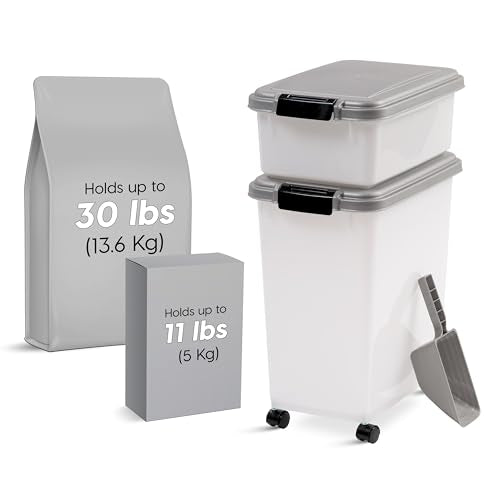 IRIS USA Dog Food Storage Container, Up to 30+11 lbs, Gray/Dark Gray - color: Silver