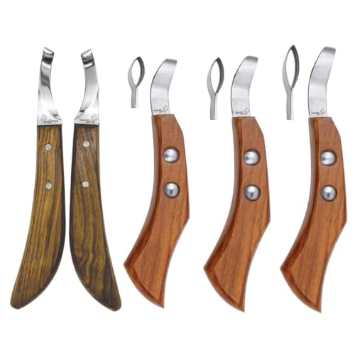 Farrier Loop Knives Set & Farrier Hoof Knives Set – Professional Horse Hoof Trimming Tools, Sharp Steel Blades, Comfortable Wooden Handles, Farrier Hoof Care Kit for Horses