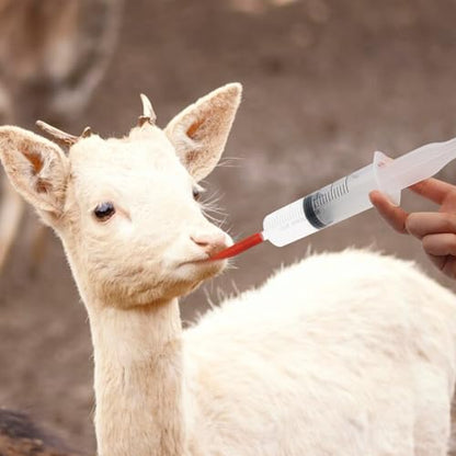 Lamb and Goat Kid Feeding Kit 2-Tube (16 FR), 1-Syringe 60ml Reusable Drench Goat Syringe for Lamb, Dog, Sheep,Piglet,Rabbit Feeding (16''L Red Tube)