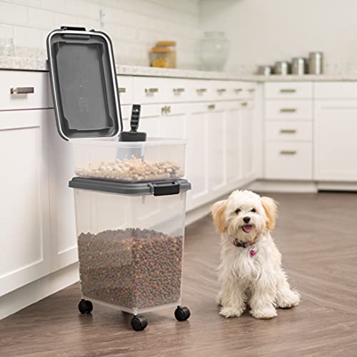 IRIS USA Dog Food Storage Container, Up to 30+11 lbs, Dark Gray - color: Dark Gray