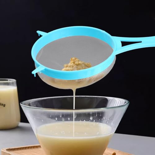 4Pcs Fine Mesh Strainer Set, Solid-Liquid Separator Gadget, Plastic Flour Colander with Non Slip Handles, Kitchen Tools for Yogurt Baking Tea Coffee Juice Pasta(4 Size)