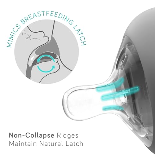 Nanobébé Flexy Silicone Baby Bottle, Anti-Colic, Natural Feel, Non-Collapsing Nipple, Non-Tip Stable Base, Easy to Clean 2-Pack, Teal, 9oz - color: Teal, style: 9oz, 2-Pack
