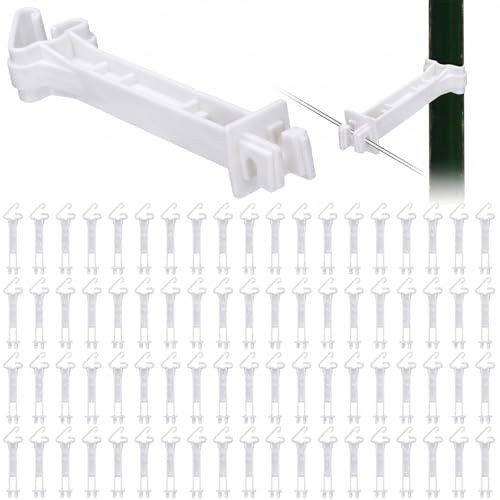 Pangda 200 Pcs 5 Inch Snap Type Insulator Electric Fence T Post, White - color: White