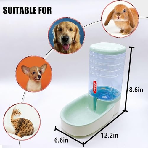 Kathson Gravity Dog Water Dispenser - Automatic Cat Drinking Station, 1 Gallon Large Capacity Puppy Water Bowl for Small & Medium Dogs & Cats, Green - color: Green
