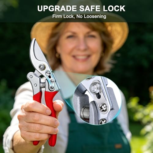 Kynup 2Packs Pruning Shears for Gardening, Garden Shears Scissors Heavy Duty, Bypass Pruner Hand Shears, Tree Trimmers Secateurs, Garden Clippers for Plants, Hedge Shears, Garden Tools (Red) - style: Modern 2Pack Red