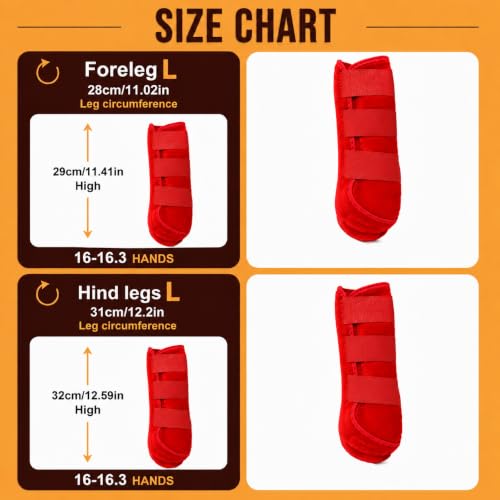 Horse Sport Boots 4 Pack Front Hind Neoprene Splint Leg Wraps - color: Red