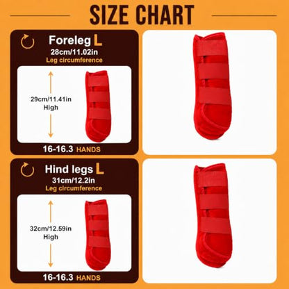 Horse Sport Boots 4 Pack Front Hind Neoprene Splint Leg Wraps - color: Red