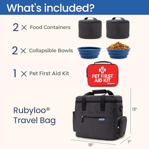 Rubyloo Pet Travel Bundle – Original Doggy Bag (Charcoal) + Vet-Approved Pet First Aid Kit for Dogs & Cats