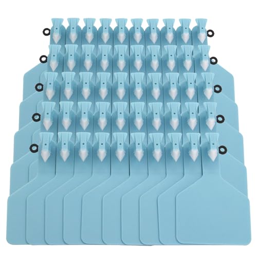 Blank Cattle Ear Tags TPU One-Piece Large Livestock ID Tags (50, Blue) - color: Blue
