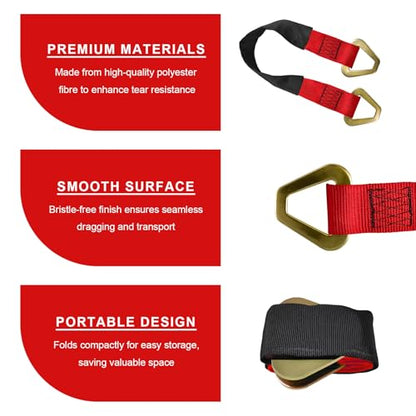 2" × 29" Premium Axle Tie Down Strap with D Rings, Heavy Duty Auto Axle Tow Strap with Protective Sleeve, 6614 Lbs Tire Wheel Tie-Down Straps for Securing Vehicle Transport (Red) - color: Red