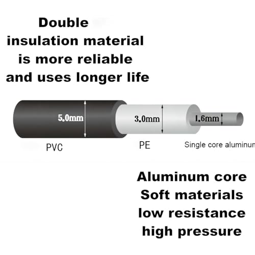 16 Gauge 164ft Electric Fence Double Insulated Wire | Heavy-Duty Underground Hard Cable, Aluminum Core Low Resistance, 15Kv. For Direct Burial, Under Gates. Includes Split Bolt - size: 50meters/164ft