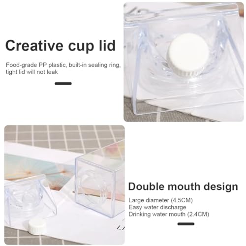 Milk Carton Water Bottles 17oz/500ml Leak Proof Plastic Water Bottle Reusable BPA Free Sports Water Bottle Carton Shaped Juice Milk Bottle for Gym Camping Hiking Travel Sports, Dishwasher Safe(1PCS)