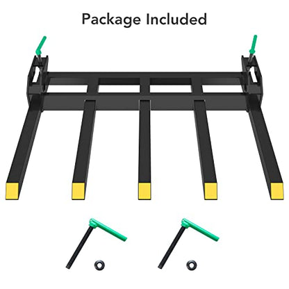 GarveeLife Clamp On Debris Forks 48 in Bucket Heavy Duty Clamp On Pallet Forks Bucket Forks Attachments Fit for Loader Bucket Skidsteer Tractor - size: 48 inch