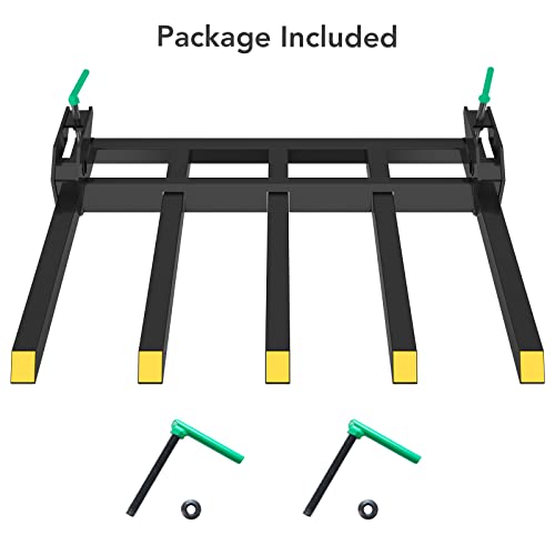 GarveeLife Clamp On Debris Forks 48 in Bucket Heavy Duty Clamp On Pallet Forks Bucket Forks Attachments Fit for Loader Bucket Skidsteer Tractor - size: 48 inch