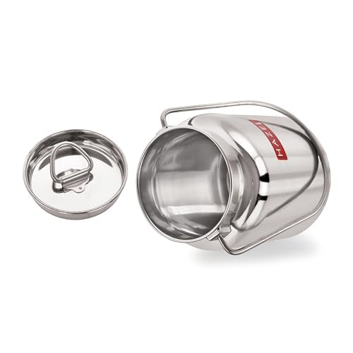 HAZEL Milk Can with Airtight Lid and Handle | Stainless Steel Grease Oil Pot | Milk Kitchen Storage Container - size: 169 Fl.Oz