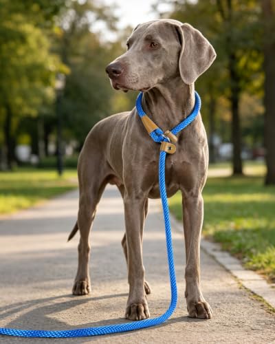 Dog Leash Slip Lead Braided Rope Pet Training Loop Leashes 5ft 6ft 8ft - color: Blue