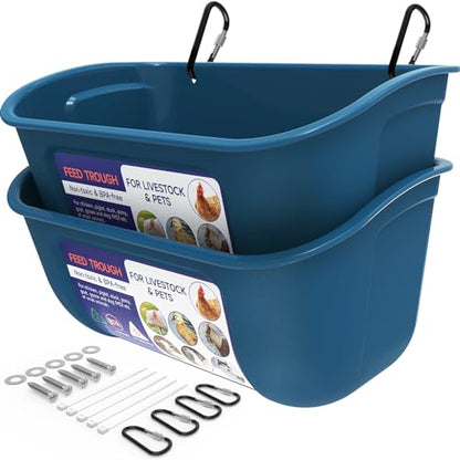 Goovilla Chicken Feeder Waterer, Hanging or Screw-in, 2 Pack 5 Quart, Blue - color: Dark Blue, size: 5 Quart