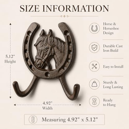 Comfy Hour 5 Inch Horse Hooks for Wall, Horseshoe Key Holder