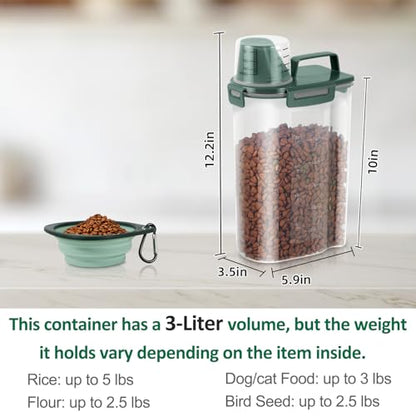 3 Lbs Pet Dog Food Storage Container for Bird Seed Rice Flour - Pine Green - color: Pine Green-3L