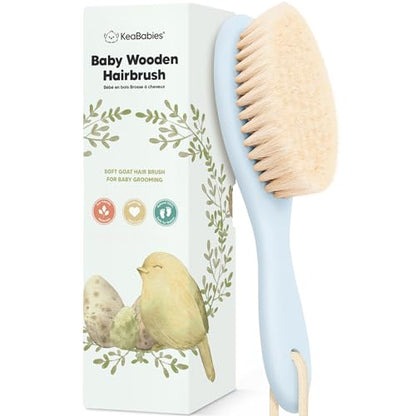 Wooden Baby Hair Brush for Toddler, Infant Cradle Cap (Frost, Regular) - color: Frost, size: Oval, Regular 7"
