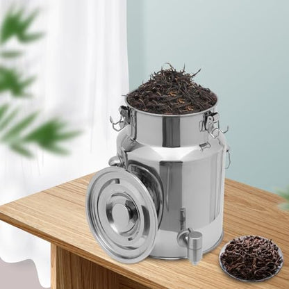 304 Stainless Steel Milk Can 6L/1.59Gal Commercial Beverage Dispenser with Faucet, Metal Water Beverage Drink Dispenser with Sealed Lid & Handles for Milk Wine Oil - size: 6L/1.59Gal