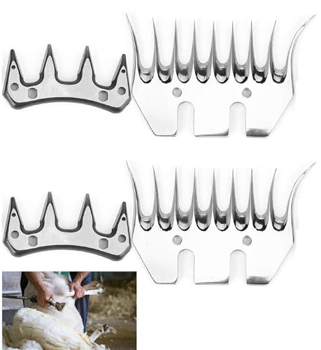 4Pcs High Carbon Steel 9-Tooth Curved Sheep Shears Blades, Electric Sheep Clippers Scissors, Replacement Parts for Sheep Shearing, Suitable for All Wool Types