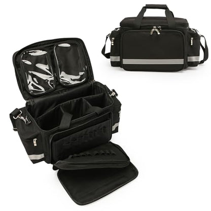 Medical Bag Empty Emergency Bag First Responder Bag First Aid Bag Home Health Empty First Aid Storage with Detachable Divider Medical Supplies - color: Black, size: 17.7" x 13.78"x 9.84"