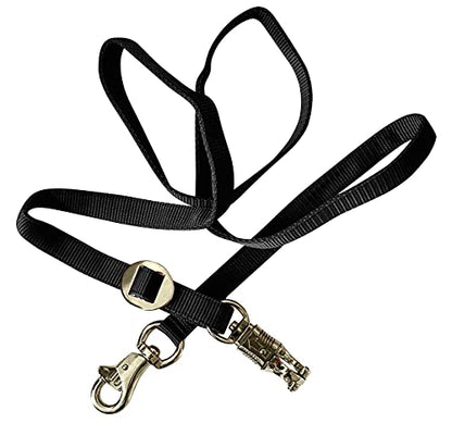 Majestic Ally Double Thick 36" to 72" Trailer Tie for Horse Haulage, Cross tie with Adjustable Buckle, Panic Snap and Bull Snap – 1" Wide by 36" to 72" Long (Black) - color: Black