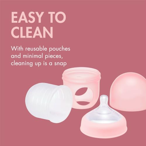 Boon Nursh Bottles - Slow Flow - Silicone Baby Bottles Help Ease Colic Symptoms - Formula and Breast Milk Only Touch Platinum Food-Safe Silicone - Pink - 0-3 Months - 3 Count - 4 Ounce - color: Pink, size: 4 Ounce (3 Count)