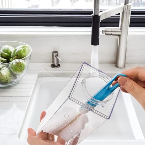 Milk Carton Water Bottles 17oz/500ml Leak Proof Plastic Water Bottle Reusable BPA Free Sports Water Bottle Carton Shaped Juice Milk Bottle for Gym Camping Hiking Travel Sports, Dishwasher Safe(1PCS)