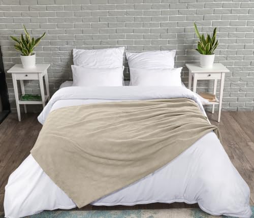 Utopia Bedding 100% Cotton Thermal Blanket Khaki Big, 120x120 Inches - color: Khaki, size: Big