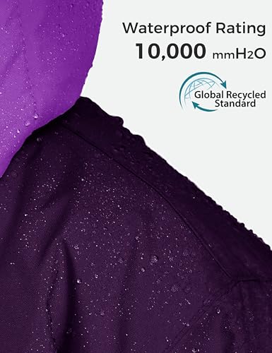 ZSHOW Girls' Ski Jacket Waterproof Fleece Raincoat Windproof Winter Coat - color: Purple, size: 8