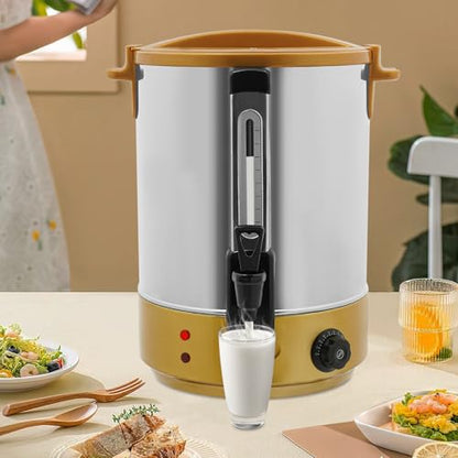 Electric Heat Preservation Bucket, 304 Stainless Steel Coffee Urn with Water Level Gauge, 5Gal Capacity & 86-230 ℉ Temp Control, Commercial Hot Water Dispenser for Cafe, Restaurant, Milk Tea Shop Etc