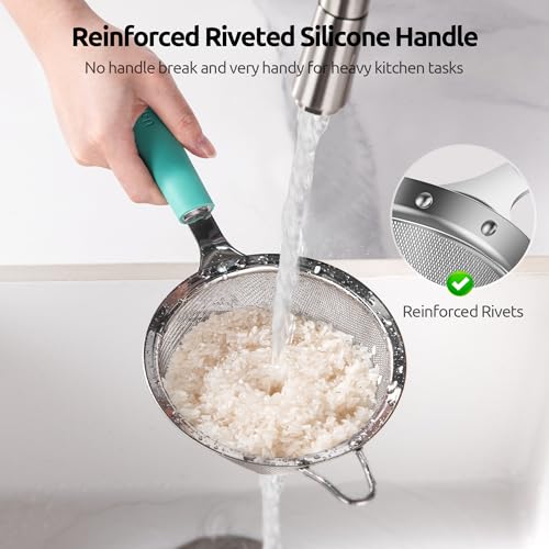 U-Taste Fine Mesh Strainer, 18/8 Stainless Steel Sieve 30 Mesh, M/Aqua Sky - color: (1) Aqua Sky, size: M-4.73in