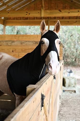 AJ Tack Pull-On Lycra Horse Hood, Fleece Band, S-XL - size: X Large