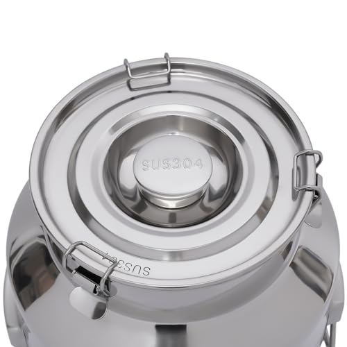 DYNAMI 7.4Gal 304 Stainless Steel Milk Bucket With Faucet,Thickened Stainless Steel Milk Can with Sealing Lid,Large Liquid Container Storage,for Milk,Wine, Oil Storage Transport (28L/7.4gal,w/Faucet) - size: 7.4gal