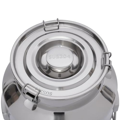 DYNAMI 7.4Gal 304 Stainless Steel Milk Bucket With Faucet,Thickened Stainless Steel Milk Can with Sealing Lid,Large Liquid Container Storage,for Milk,Wine, Oil Storage Transport (28L/7.4gal,w/Faucet) - size: 7.4gal