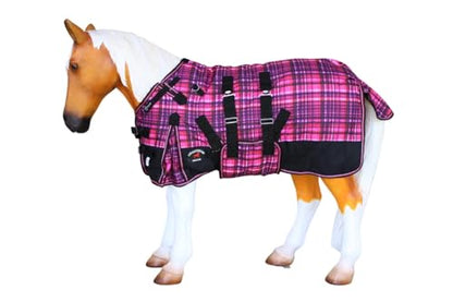 CHALLENGER 1200D Foal Winter Blanket Miniature Pony Donkey Bellyband Turquoise Rustic - color: Berry Plaid, size: 36 inches