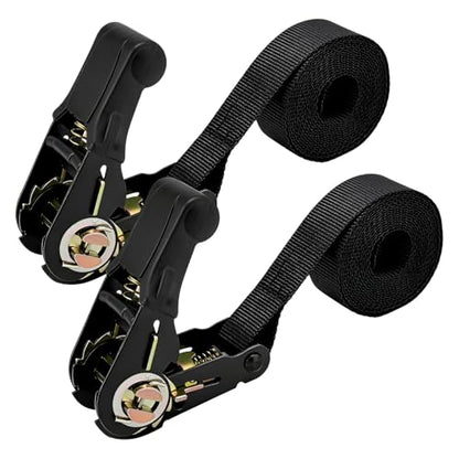 2 PCS Endless Ratchet Tie Down Straps, 1 Inch x 8 Ft Ratcheting Securing Strap with Track Spring Fittings, 1764lbs Heavy Duty Cargo Tie Down Straps for Motorcycle Trailer - color: 8 Ft