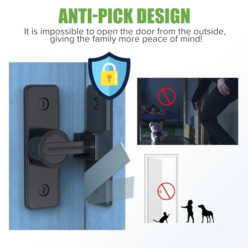 Barn Door Lock Hardware, 90 Degree Flip Latch Privacy Lock,Matte Black 2PC | Heavy Duty Zinc Alloy Sliding Barn Door Latch for Bathroom, Bedroom, Closet, Garage, Shed and Gate - color: Matte Black-2PCS