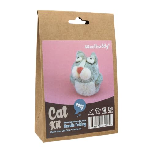 Woolbuddy Needle Felting Starter Kit (Cat) for Beginner & Adults with Tool - color: Cat