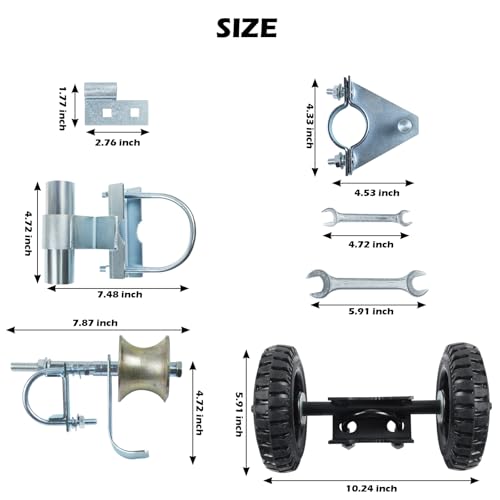 6" Wheels Rolling Gate Hardware Kit for Chain Link Gate | Sliding Gate Hardware | Sliding Gate Kit | Farm Gate Hardware - style: Pipe Mount