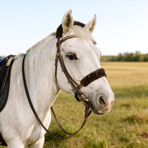 Soft Fleece Halter Covers for Horses BN Series (2-Piece, Brown) - color: Brown