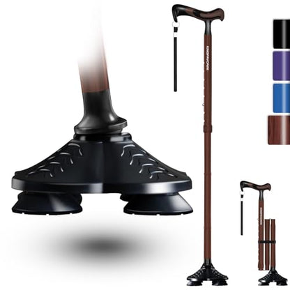 KingPavonini Walking Cane for Men Women Stability, Self Standing - color: Walnut