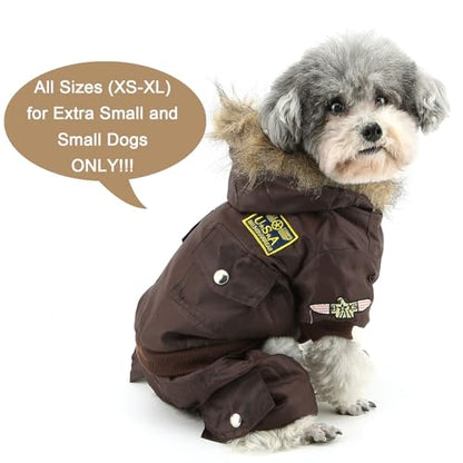ZUNEA Dog Snowsuit Waterproof for Small Dogs Winter Puppy Coat, Brown, XL - color: Brown, size: XL