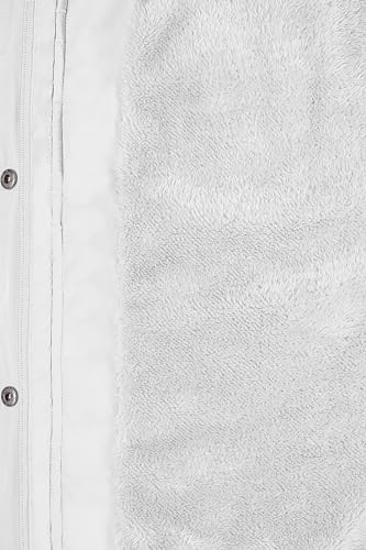 BodiLove Women's Fur Hooded Thickened Jacket with Fleece Lining - color: White Hip-length, size: Small