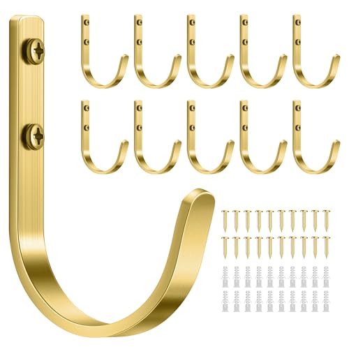 10 Pack 22LB Wall Hooks for Hanging Towel/Coat, Brushed Gold - color: Brushed Gold, size: 10 Pack
