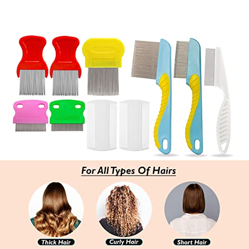 10 Pcs Lice Combs, Steel Teeth Double Sided Fine Tooth Hair Flea Comb, Removal Dandruff Louse Nit Grooming Tool for Head Treatment Pets Kids Adults