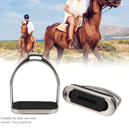 Juhua 304 Stainless Steel Horse Saddle Western Riding Stirrups Pair Leather Tread (A Pair)
